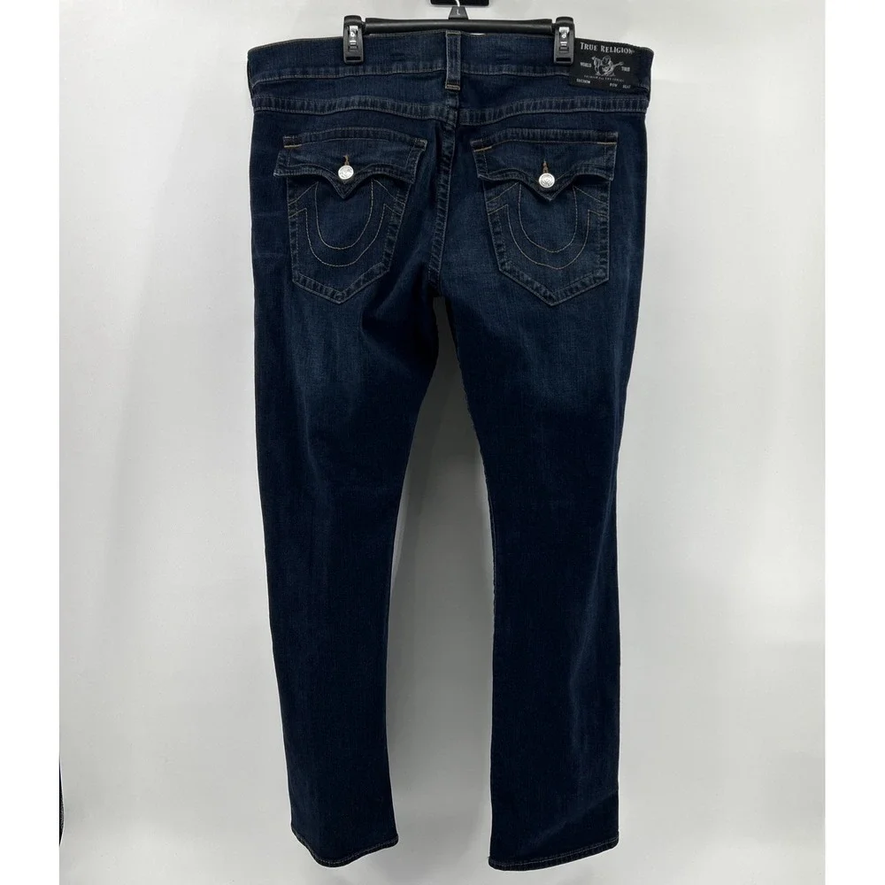 True Religion Ricky Jeans Men's 42 Blue Relaxed Straight Outdoors Casual Logo